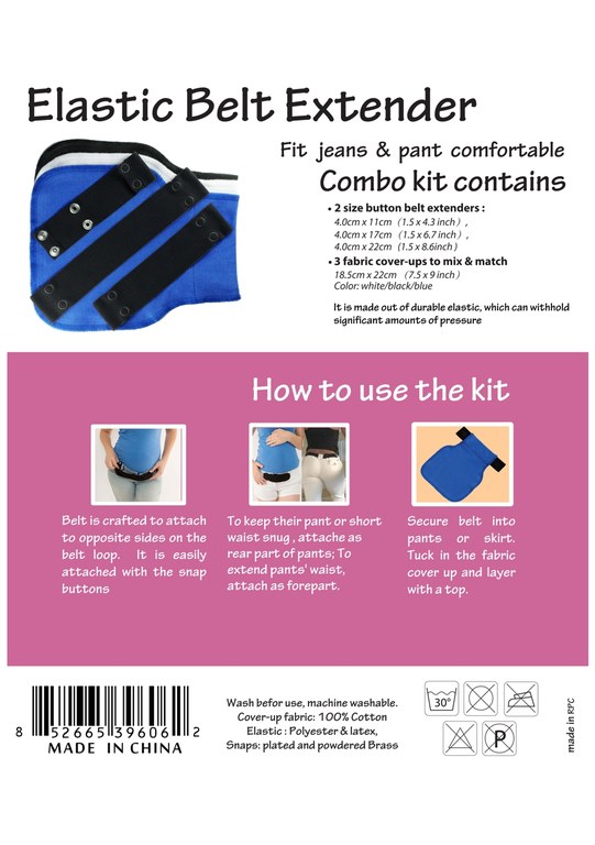 Elastic belt button extender combo kit